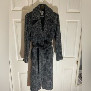 Worthington Vintage Women's Grey Tweed Belted Coat